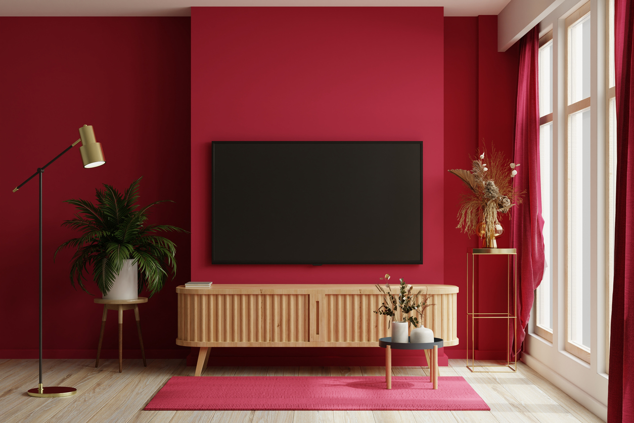 Red painted walls in a Orinda, CA home