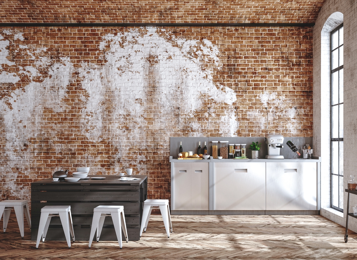 Loft kitchen with brick in a Orinda, CA area commercial space