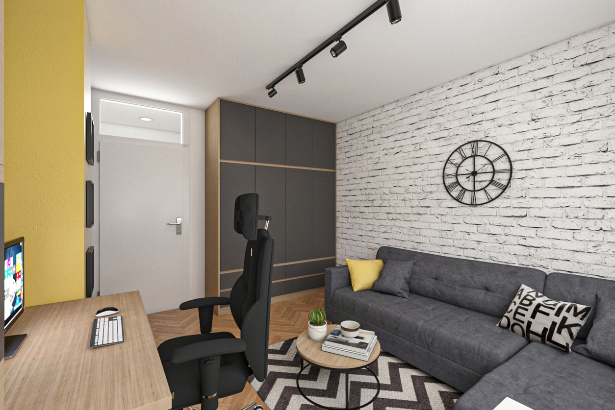 Room in a Orinda, CA home with a white accent wall